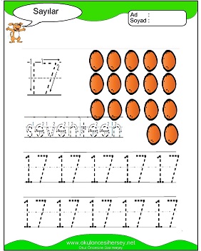 okul öncesi 1 sayısı çizgi çalışması